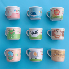Cute cartoon household bamboo fiber children's cups for drinking, small kids drinking cups with lids, kindergarten baby drinking cups