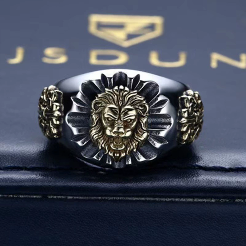 signet ring, регулируемое открытое дизайном с мотивом льва, винтажная мода