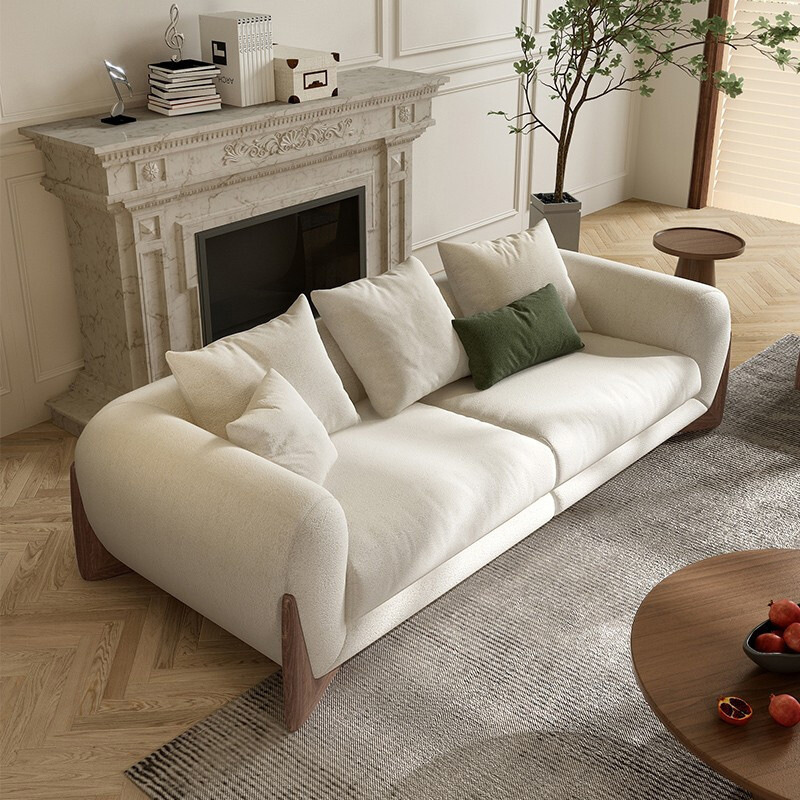 Fabric Sofa Living Room Single Three-Seater Cashmere Cream Style Designer Nordic Simple Living Room Sofa Combination