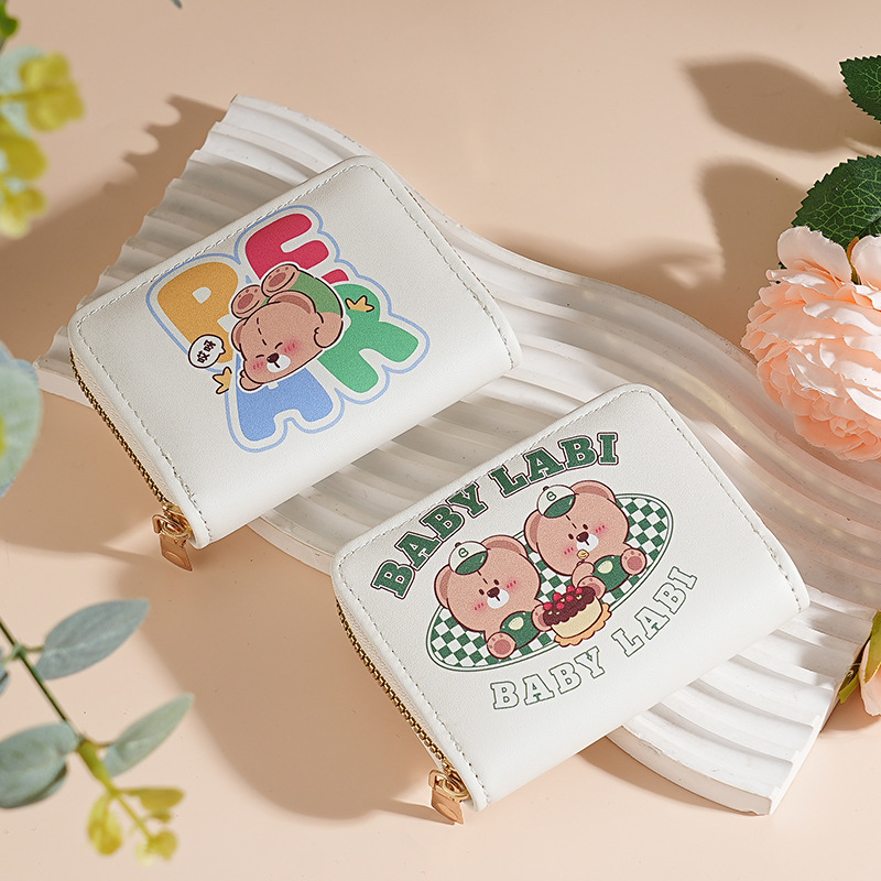 Nuevo lindo viento bolsa de tarjetas de cremallera bolsa de tarjetas para mujeres cartón de dibujos animados tarjeta bancaria bolsa de cambio de tarjeta de crédito