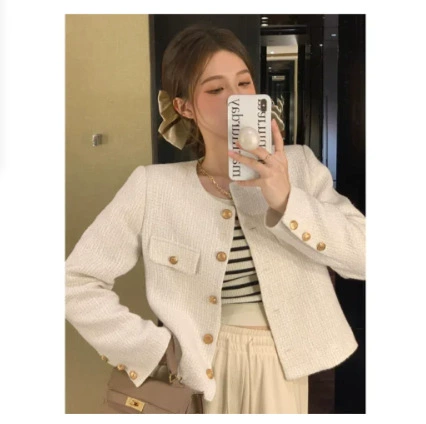 Женская короткая весенняя куртка, французский твид в стиле Chanel, однослойная или с подкладкой, размеры S–XL