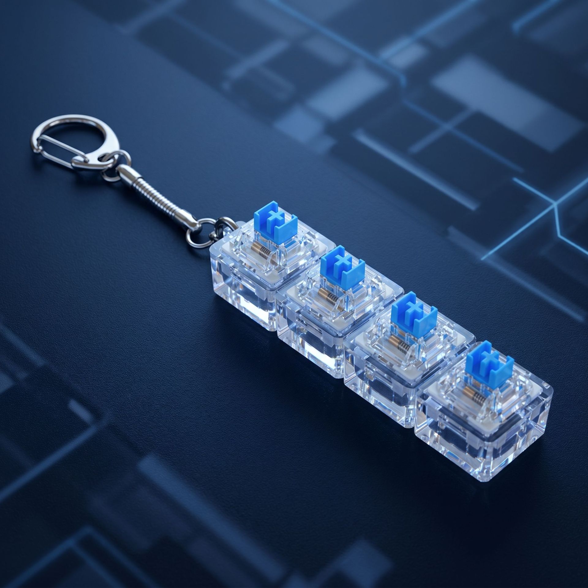 PC9键机械键盘减压按键指尖玩具解压钥匙扣试轴器LED灯透明底座