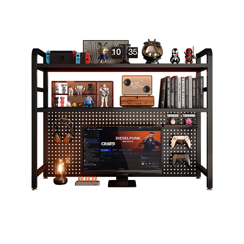 Agujero de escritorio tablero de hierro estantería escritorio rack de almacenamiento dormitorio estante de almacenamiento en capas escritorio hogar organizador rack