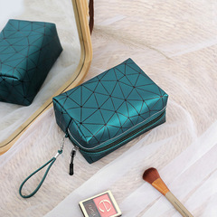 2022 New Octagonal Bag Rhombus Pattern PU Leather Makeup Bag Women's Cosmetics Storage Bag Travel Cosmetics Storage Bag 