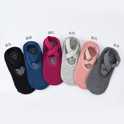 Cross-border yoga socks with interwoven ribbed, thickened anti-slip dot-coated socks, sports dance socks, Pilates ankle breathable
