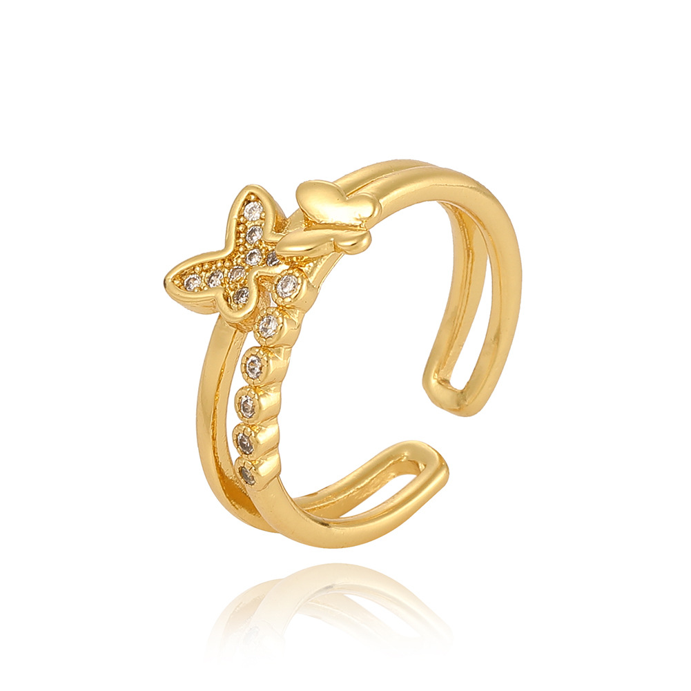 copper universal ring with stone with zircon