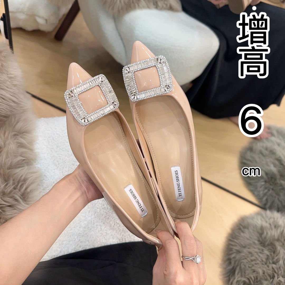 Грубые каблуки с блестками и остроконечными каблуками плюс 6 см