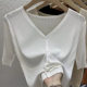 New Year's Red Ice Silk V-Neck Short-Sleeved T-Shirt Women's 2025 Spring and Summer Half-Sleeved T-Shirt Knitted Cardigan Inner Wearing Outer Wearing Top