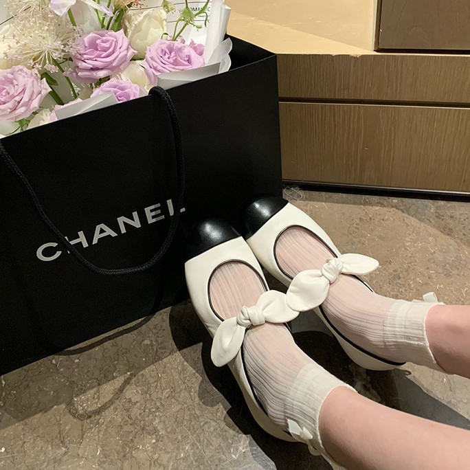 Chanel Style All-match Comfortable Bow Flat Mary Jane Shoes Women's 2025 Spring New Arrival Shallow Mouth Soft Ballet Shoes