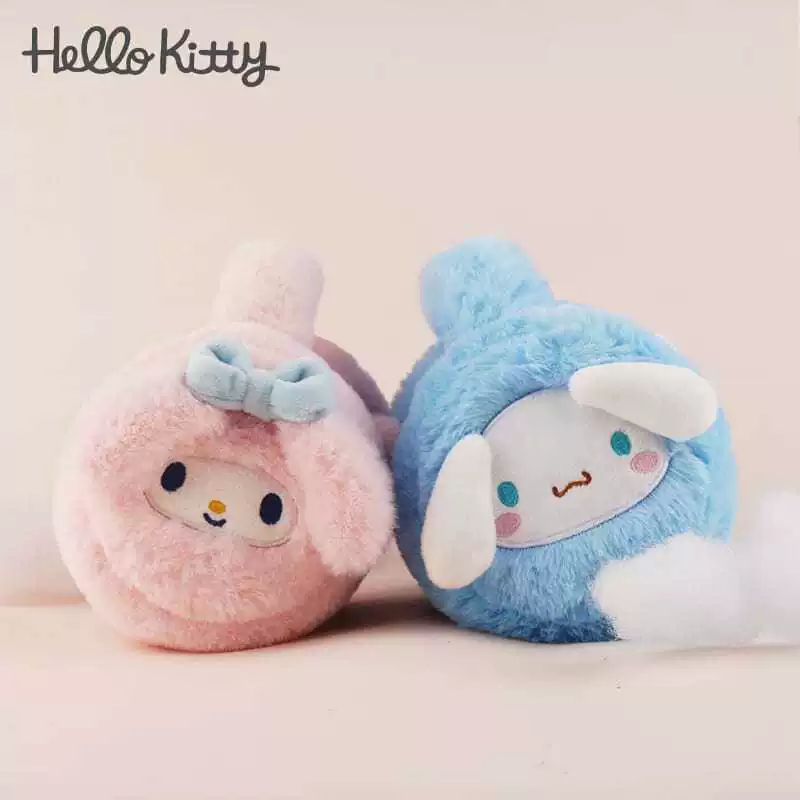 Hello Kitty плюшевые тёплые наушники-уши: защита ушей и тепло, варианты Pink Melody Spot, Blue Jade Dog Spot, Yellow Pudding Dog Spot
