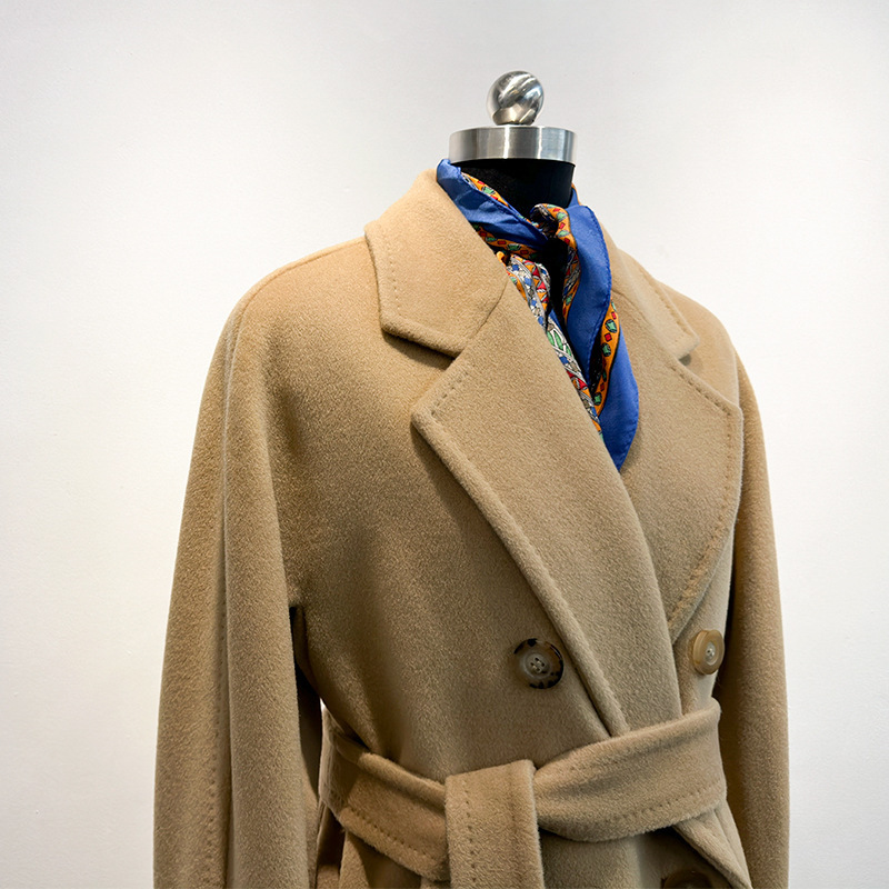 Customized~M Brand Medium-Long 10% Cashmere Coat, New Autumn/Winter 26 Double-Breasted Woolen Coat for Women