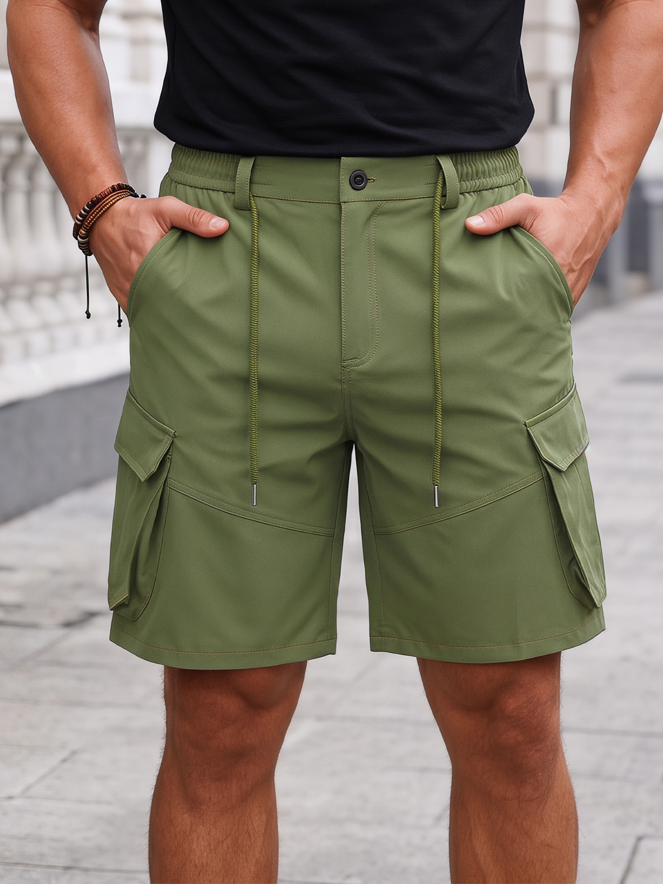 Men's Summer Cargo Shorts Thin Five Point Pants Multi Pocket Loose Casual Source_viptrois.com