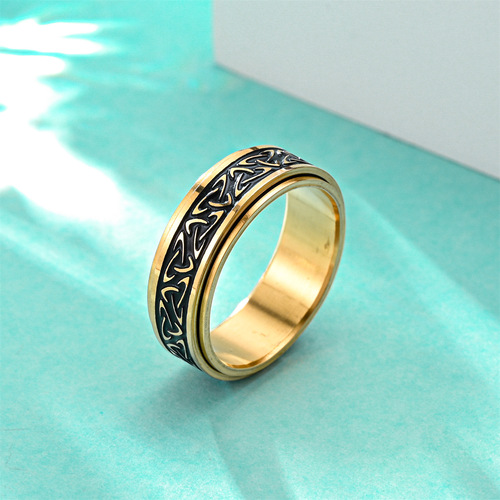 Retro Celtic knot titanium steel rotating ring ring for men and women decompression titanium steel ring hand jewelry wholesale couple jewelry