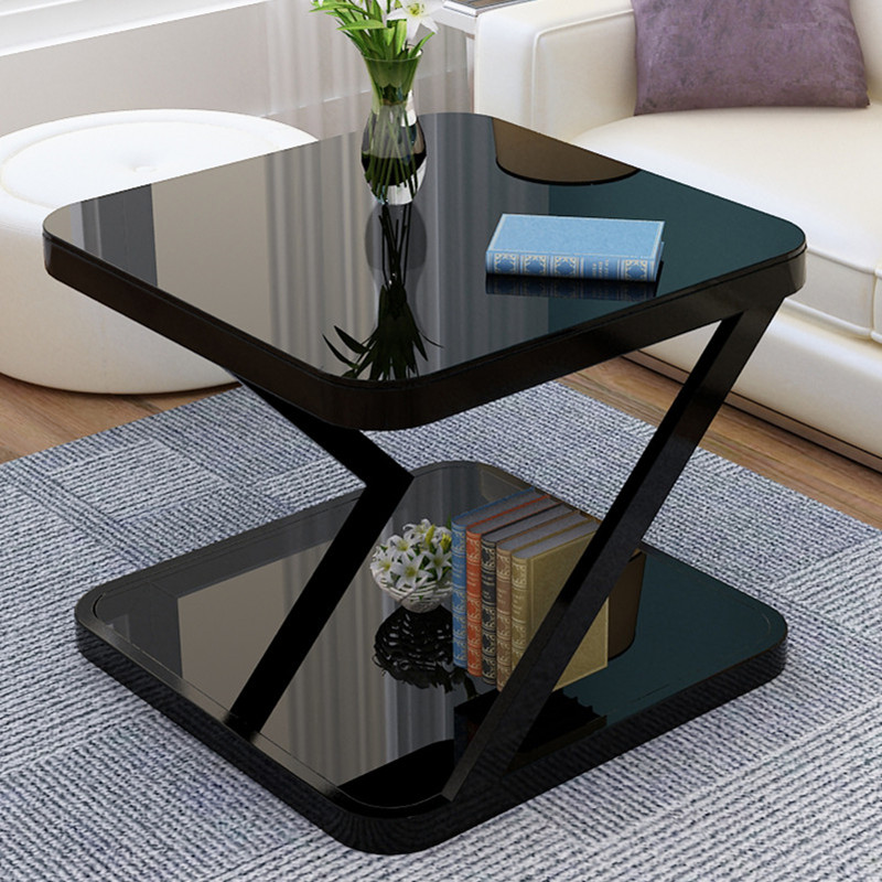 Small Coffee Table, Modern Tempered Glass, Living Room Sofa Corner Table, Bedroom Telephone Table, Side Table, Small Apartment Metal Craftsmanship