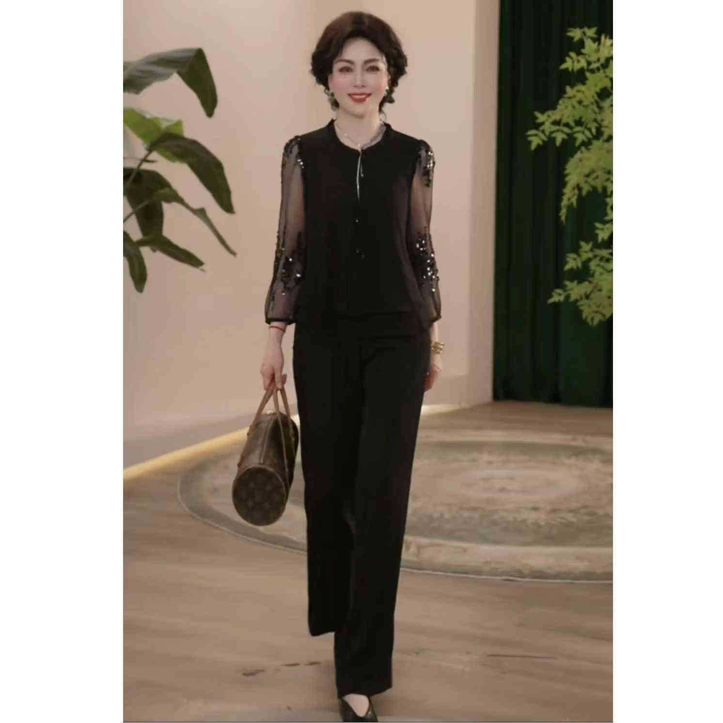 Summer fitted thin set for elderly, western style, for middle age