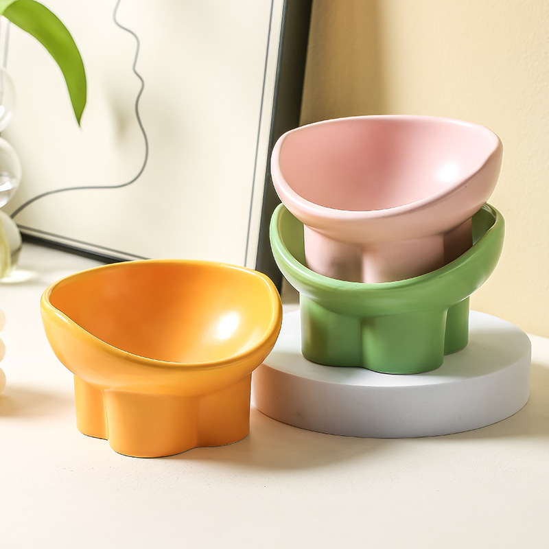 Tazón de cerámica para gatos Tazón de comida para perros Tazón de arroz para gatos Tazón de agua de gran calibre Tazón de boca inclinada Tazón de boca inclinado