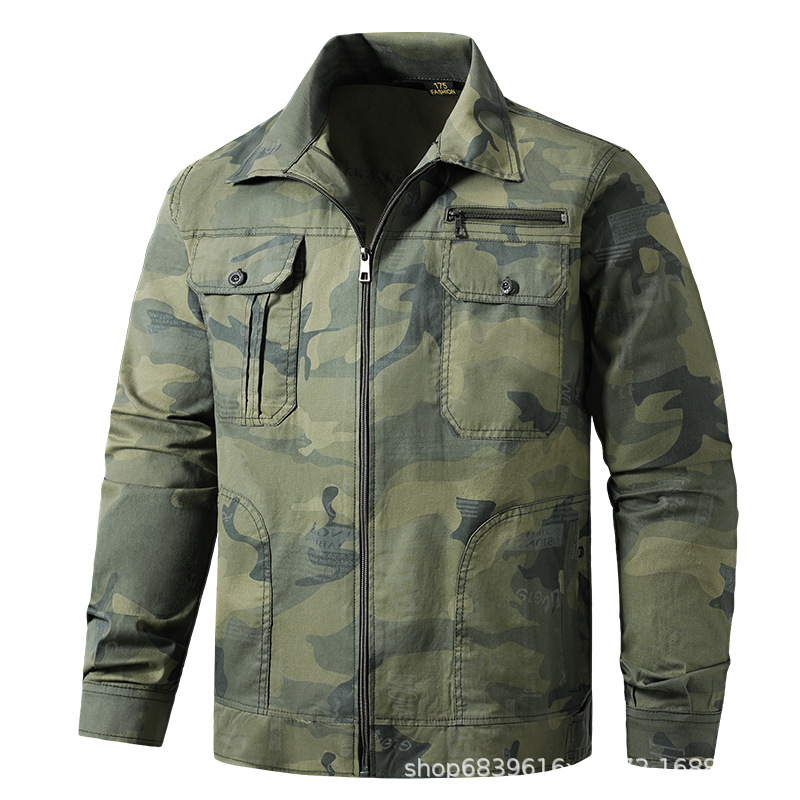 Summer Thin Outdoor Mountaineering Workwear Suit Long-Sleeved Anti-Scalding Wear-Resistant Thread Sweat-Absorbent Breathable Camouflage Shirt