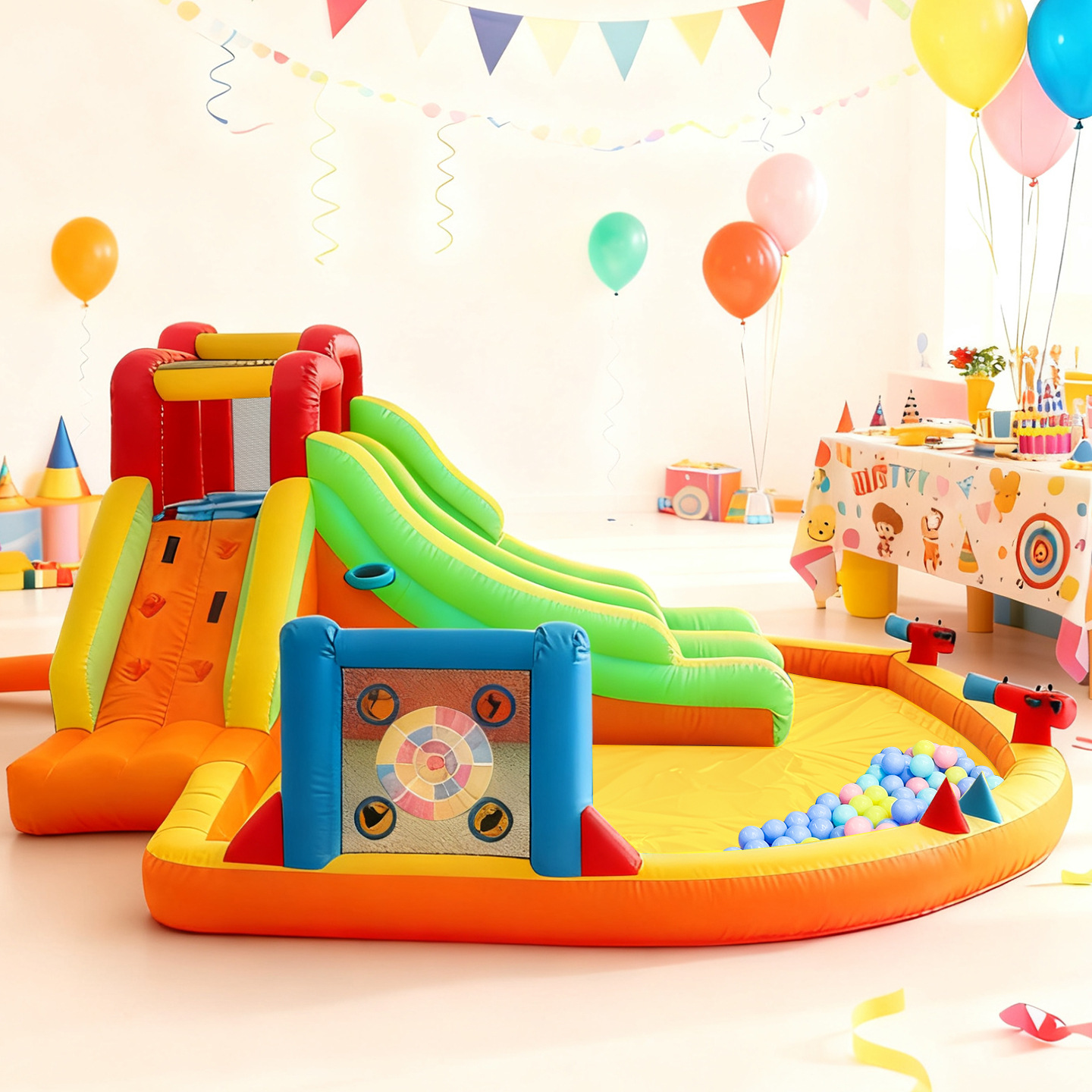 Castillo infláble para niños doble deslizante doméstico interior y exterior cama de salto deslizante rociador de agua casa de juguetes parque de atracciones Fuerte travieso