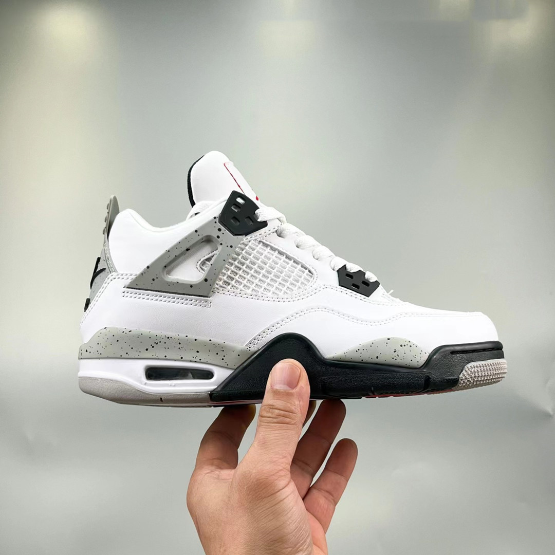 Putian 클래식 aj4 남자 신발 화이트 시멘트 블랙 화이트 블랙 워리어 전기 여신 스포츠 신발 조 4 에어 쿠션 농구 신발 소 가죽