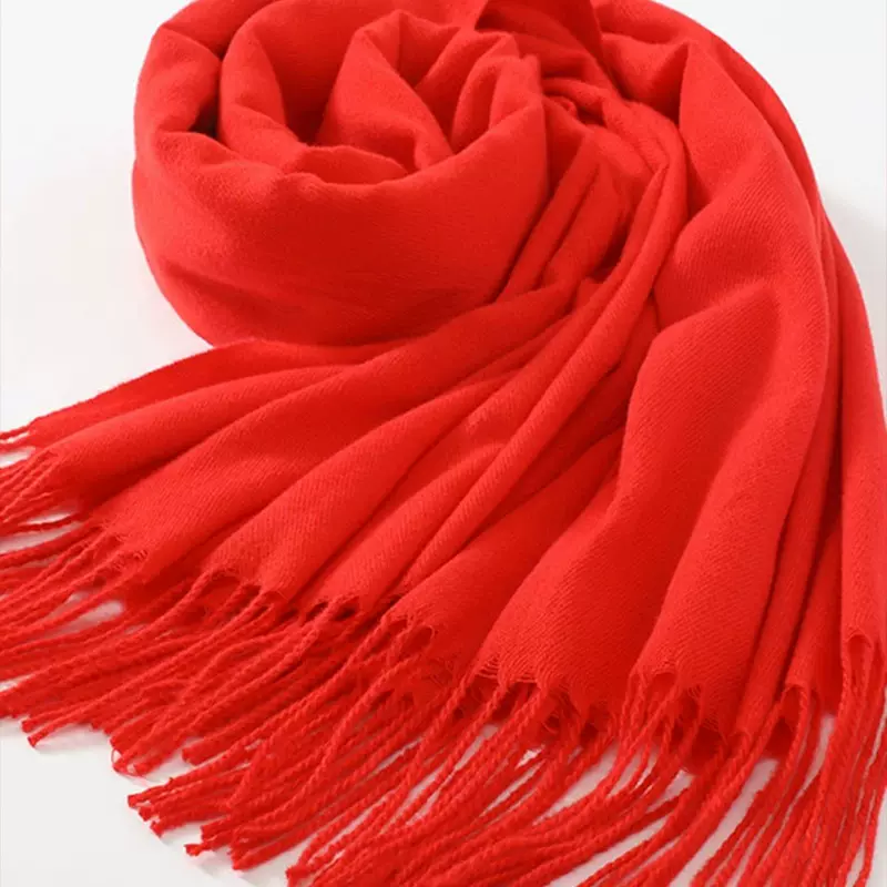 定制围巾中国红黄色印字年会庆典聚会活动祭祖加长加厚刺绣印logo