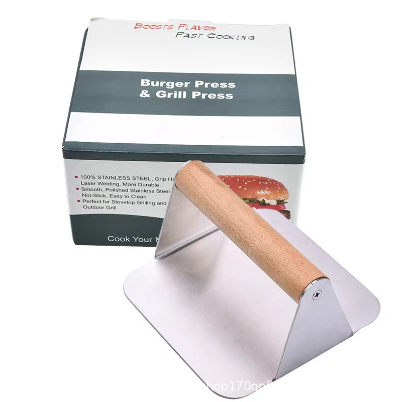 Herramientas de cocina transfronterizas, prensa de carne de acero inoxidable 430, carne de hamburguesa, pastel, prensa de carne, horneado antiadherente casero