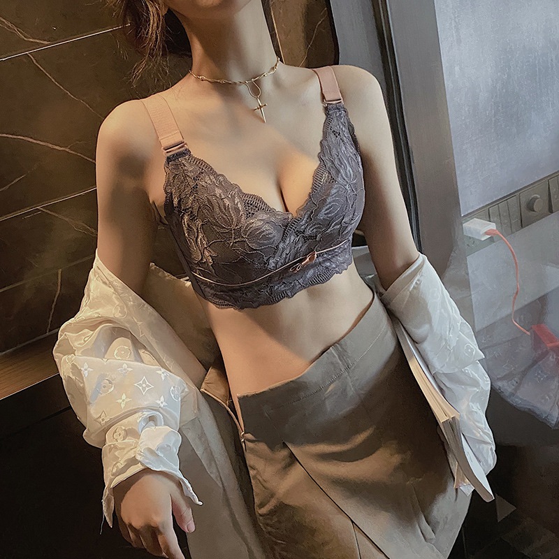 Entidad Tailandia pecho látex push up tipo de ajuste de mama más tamaño inalámbrico Delgado pecho grande que adelgaza la ropa interior para las mujeres