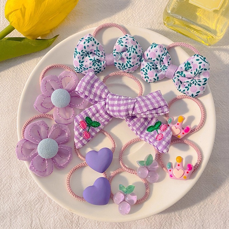 Accesorios coreanos para el cabello con lazo para niñas, ligas elásticas para niñas pequeñas que no dañan el cabello, diademas de dibujos animados para bebés.