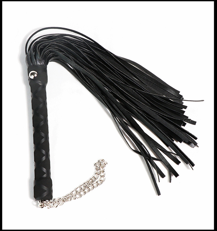 PU Leather Tassel Whip with Black Handle for Adult Sensory Play — detail image 8
