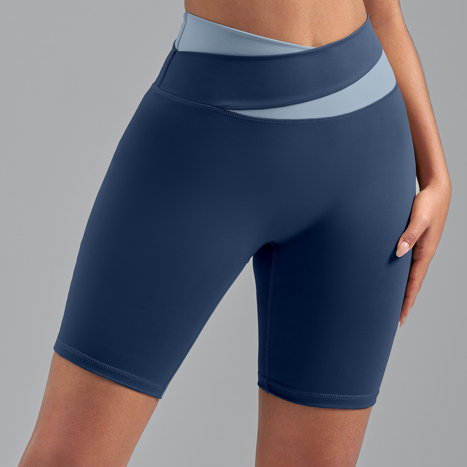 Shorts Deportivos Casuales de Verano con Bloques de Color, Estilo Europeo y Americano, Shorts de Fitness, Shorts de Yoga de Alta Elasticidad con Sensación de Desnudez para Mujer