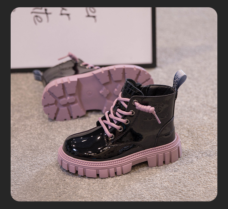 Botas martin para meninas 2023 primavera e outono novos meninos dois sapatos de inverno de algodão botas de couro mais botas curtas de lã_voghion.com