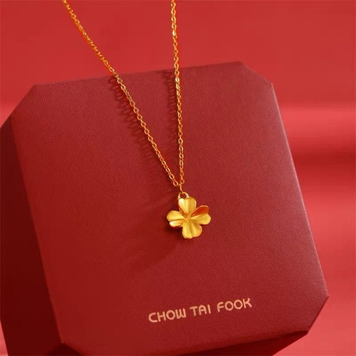 Vietnamese Gold-Plated Four-Leaf Clover Necklace for Women, Imitation Gold Design, Simple & Versatile Set Chain with Pendant, Clavicle-Length Chain—Wholesale Price