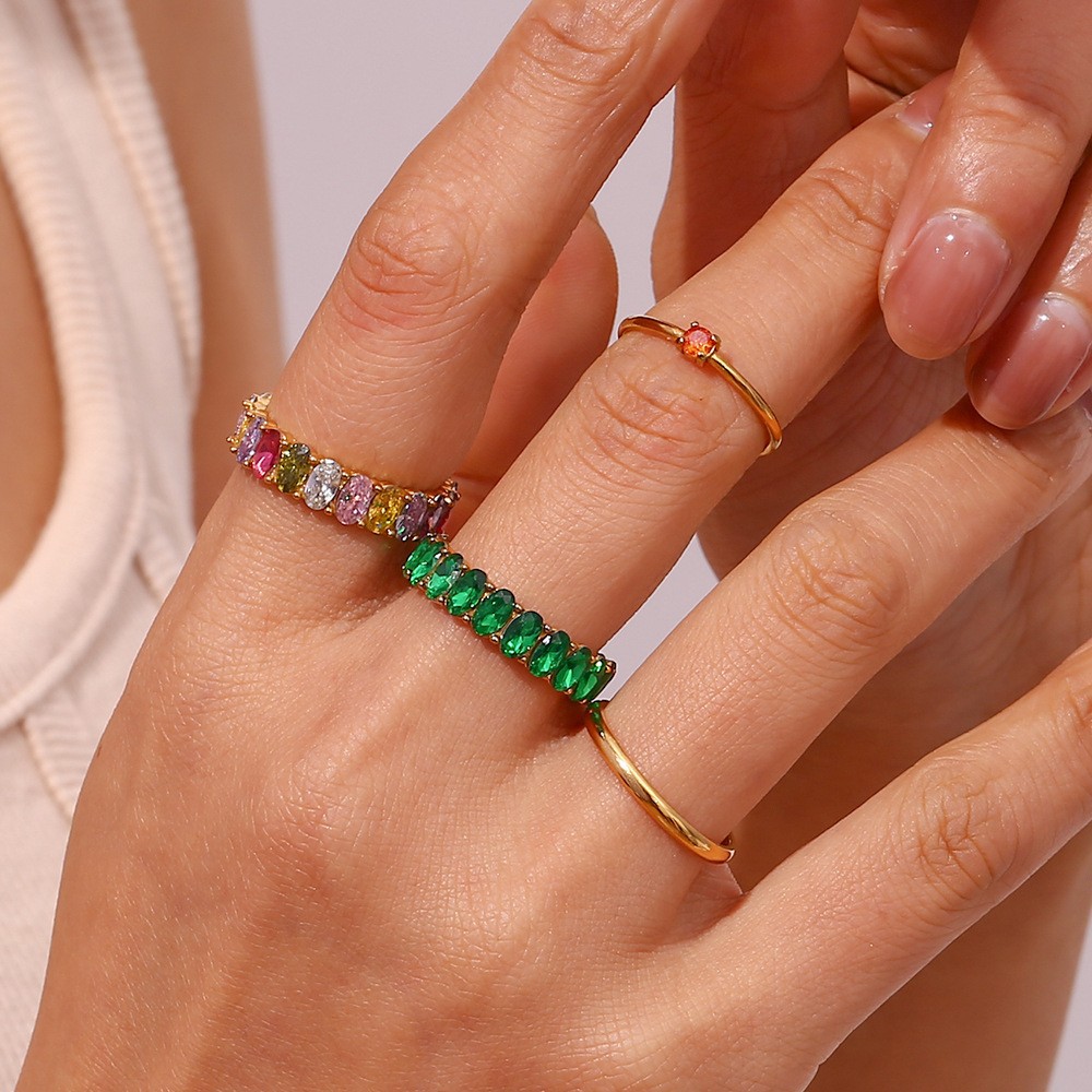 vintage ring, Green Zircon ring