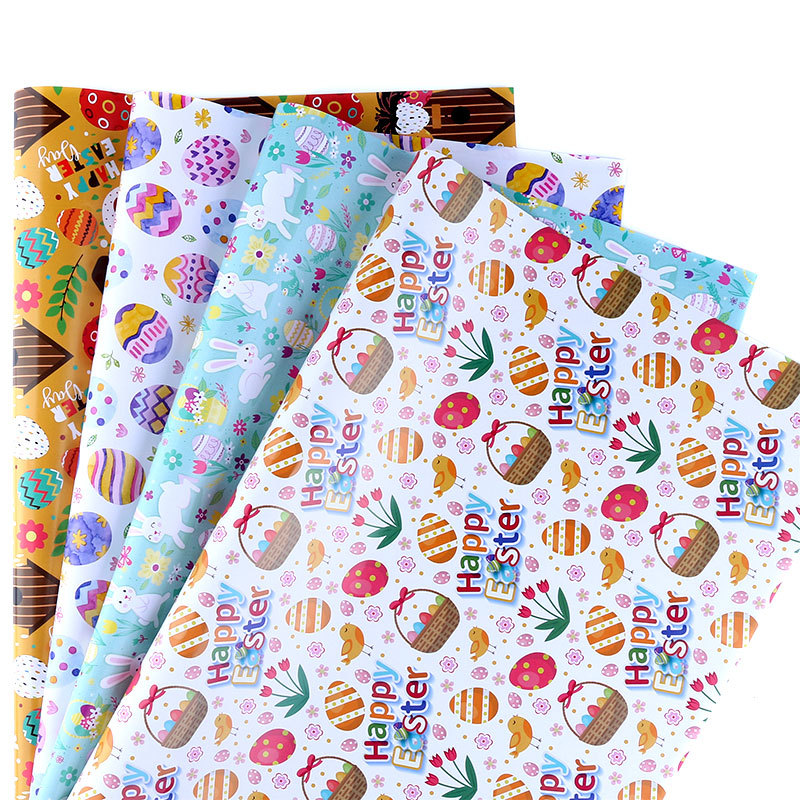 Papel de regalo de Pascua con diseño de conejo de dibujos animados para envoltura de regalos de productos nuevos transfronterizos de Amazon, fabricante mayorista de embalaje de regalos para bricolaje.