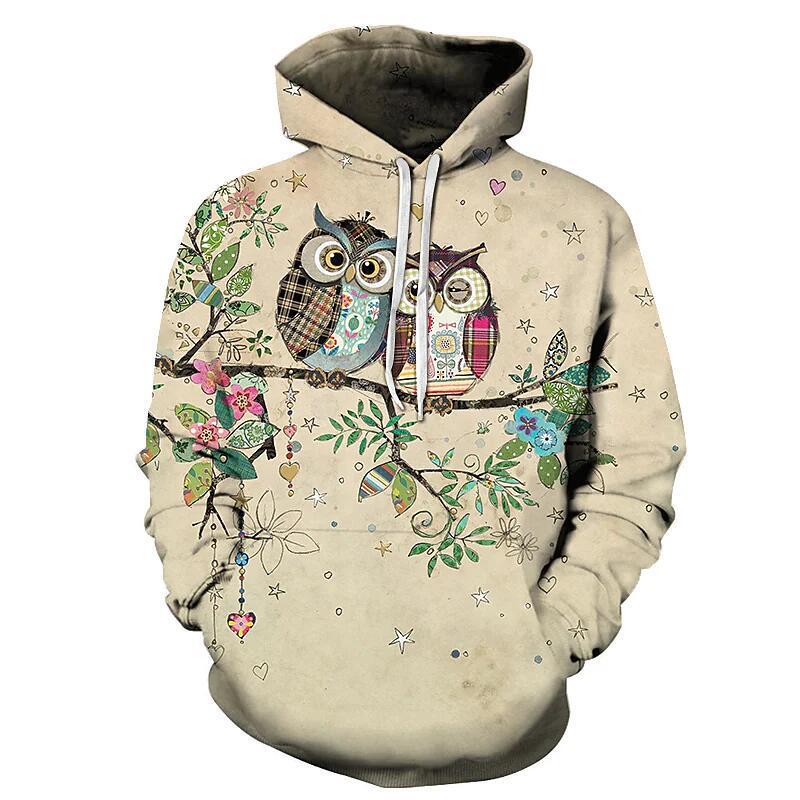 Manufacturer Cross-Border Women's Hoodie Casual Children's Sweatshirt 3D Printed Hoodie Animal Owl Sweatshirt