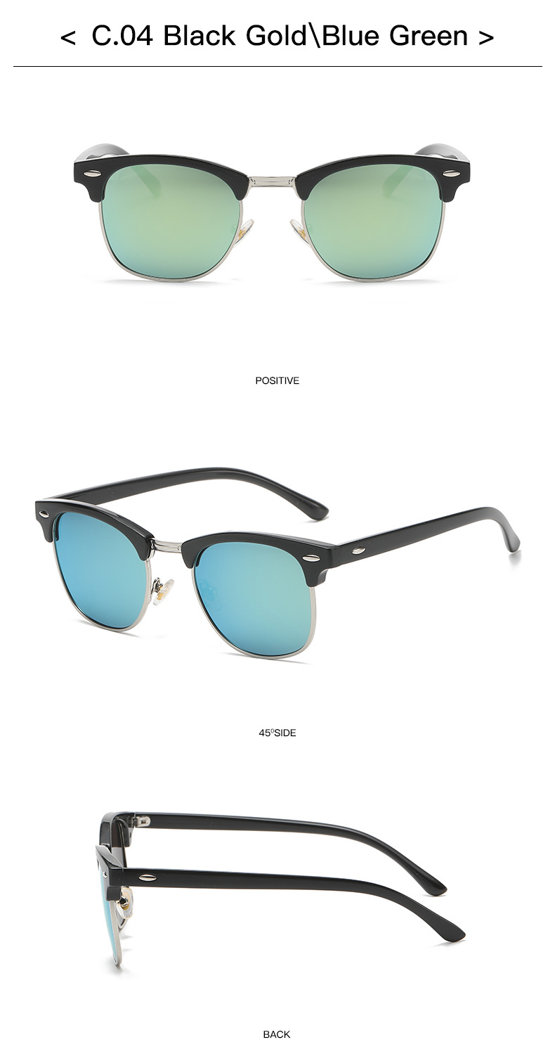 Simple Style Style Gold, Yellow Color Simple Style Solid Color Tac UV400 Protection Square Half Frame Women's Sunglasses