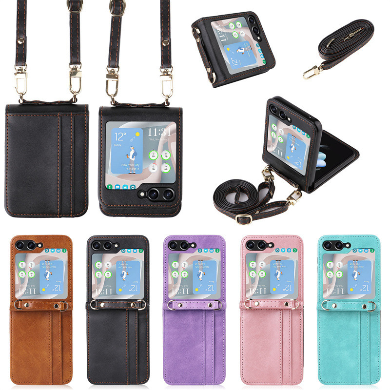 Suitable for Samsung Galaxy Z flip5 5G Mobile Phone Case Flip External Card Mobile Phone Leather Case Crossbody Women's Bag Suitable for Samsung Galaxy Z flip5 5G Mobile Phone Case Flip External Card Mobile Phone Leather Case Crossbody Women's Bag