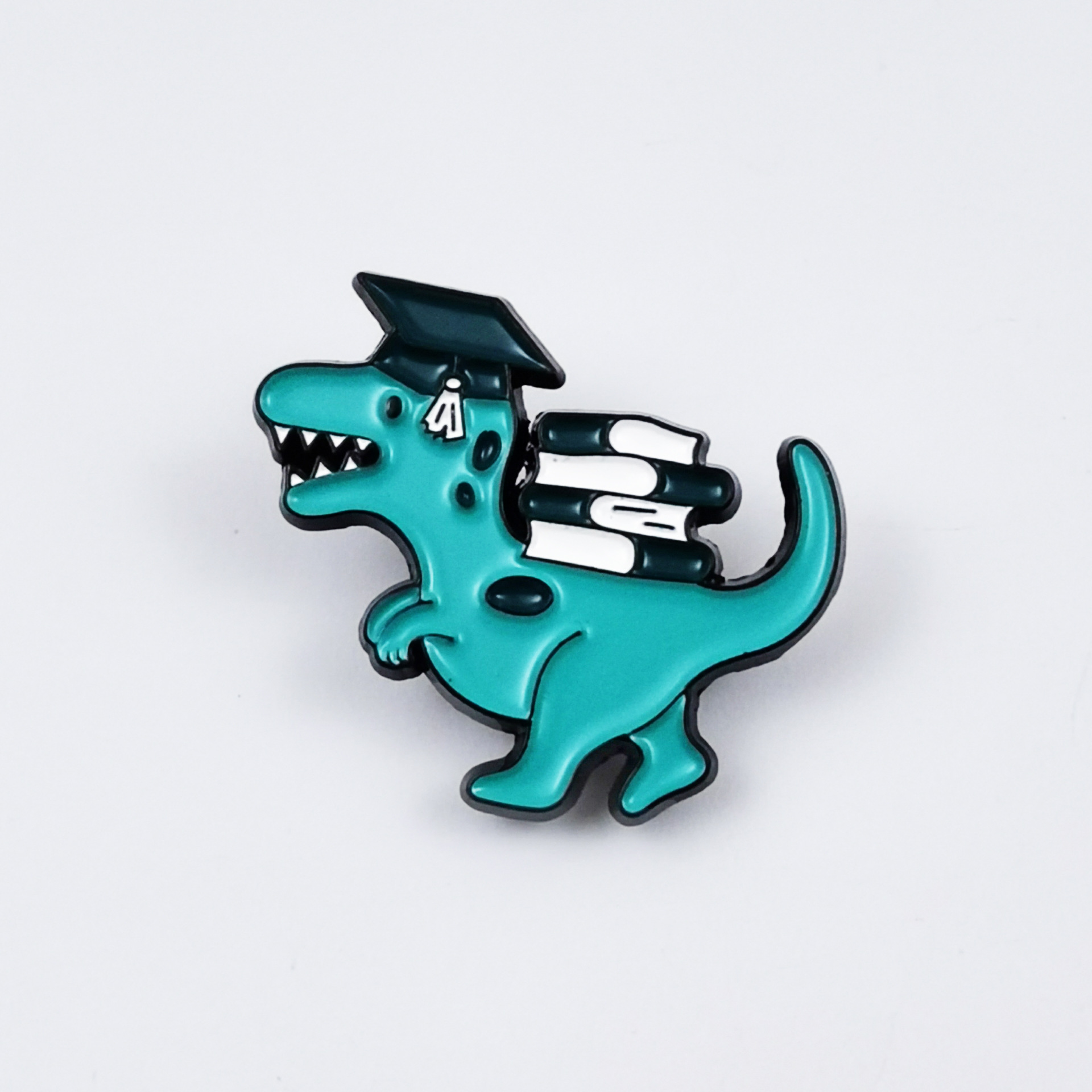 Insignia de broche de aceite de gota de aleación de dibujos animados, joyería europea y americana transfronteriza, lindo dinosaurio, aprendizaje, accesorios de libro, broche en stock