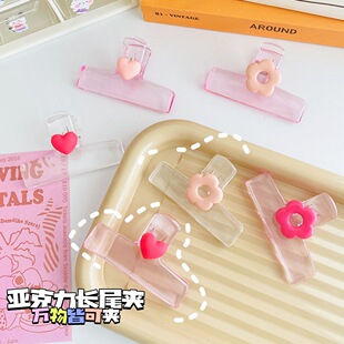 Jelly Small Heart Transparent Binder Clip Student Stationery Storage Test Paper Clip Planner Clip Document Receipt Small Clip