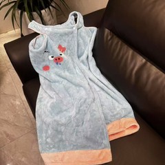 发财猪可穿浴裙干发帽吸水加厚珊瑚绒浴巾毛巾浴衣成人卡通猪公主