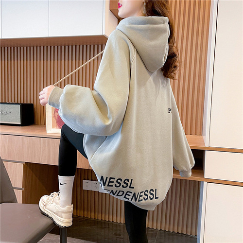 Spring and Autumn Loose Fit Long Sleeve Hooded Sweatshirt for Women Trendy