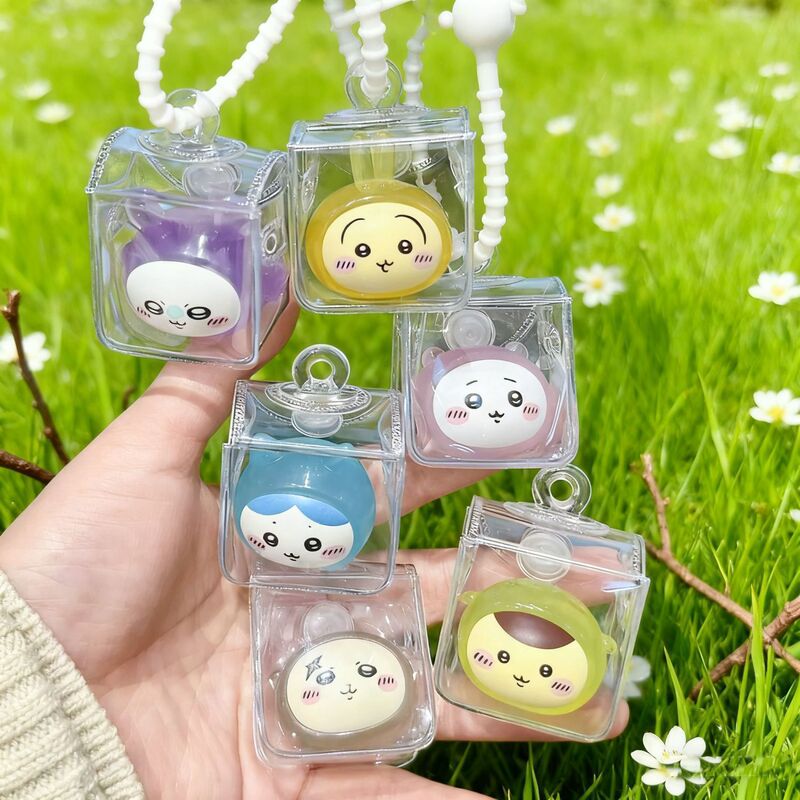 New Cute Small Ice Cube-Shaped 4*4cm Small Pendant Bag for Display When Going Out, Dust-Proof Transparent Storage Bag