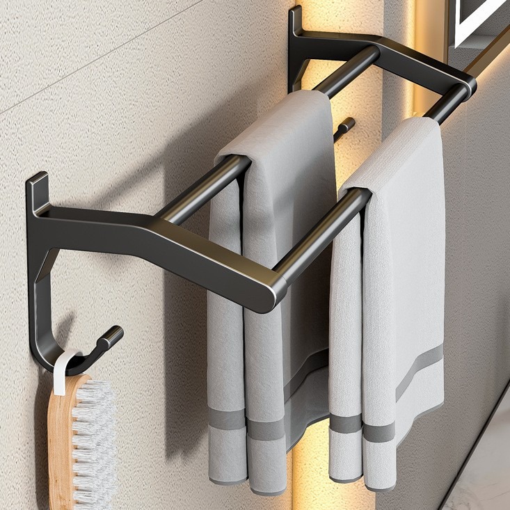 Toallero de Aluminio Espacial, Estante de Almacenamiento para Baño, Estante de Pared para Lavabo, Toallero sin Perforaciones