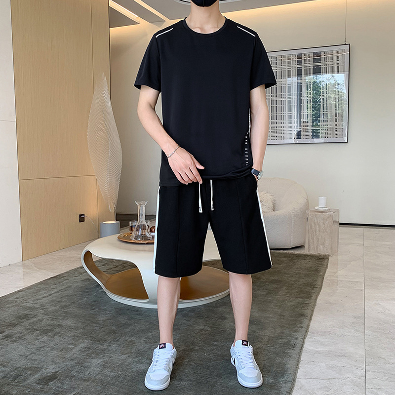 24 camisetas de manga corta de seda de hielo para hombres de verano deportivo casual elástico cuello redondo de alta calidad moda transpirable para correr