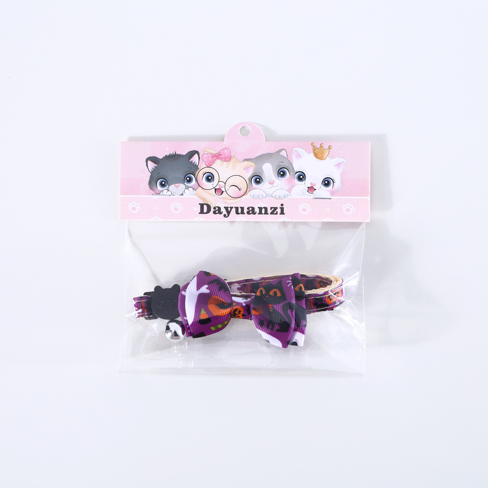 Mascotas gatos conejos perros collares de arco de Halloween calabaza impresión anti-asfixia collar accesorios de campana