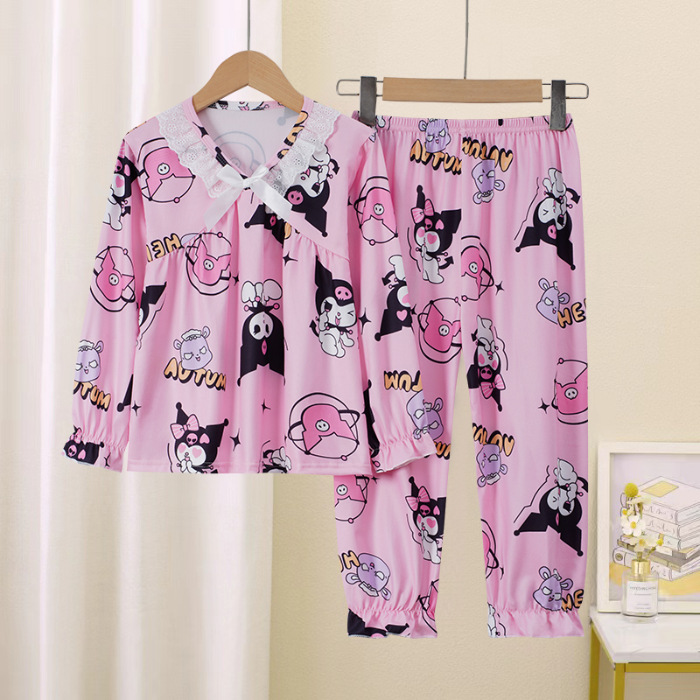 Primavera y otoño pijamas infantiles manga larga princesa de dibujos animados para niños pequeños bebés adultos aire acondicionado conjunto de ropa para el hogar