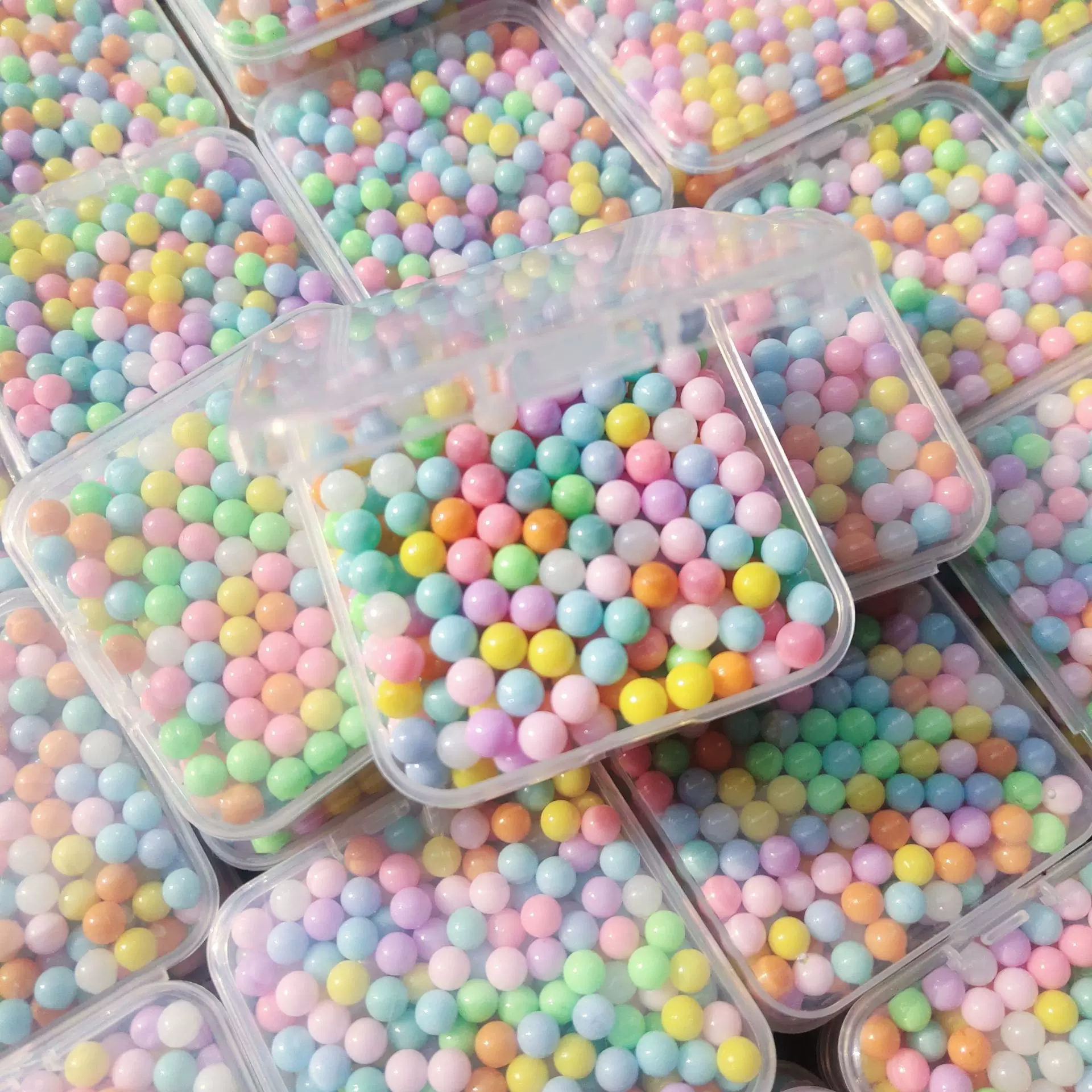 奶油胶手机壳彩色仿珍珠彩色珠子无孔diy制作树脂配件材料包