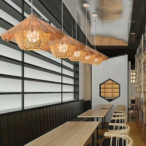Japanese-style creative retro rattan pendant lamp personalized restaurant hotel handmade rattan light bed and breakfast tea room wabi-sabi style lighting