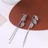 Silver needle, small design advanced earrings, silver 925 sample, diamond encrusted, 2023 collection, high-quality style