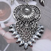 Retro silver metal necklace with tassels, European style, punk style, wholesale