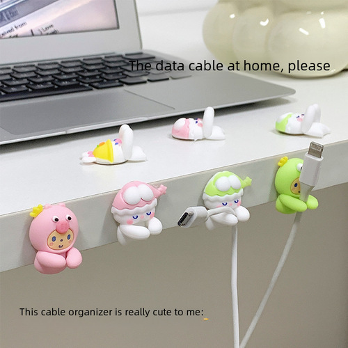 Desk storage self-adhesive wire clip charging cable clip data cord fastener cartoon cord organizer hub wire organizer